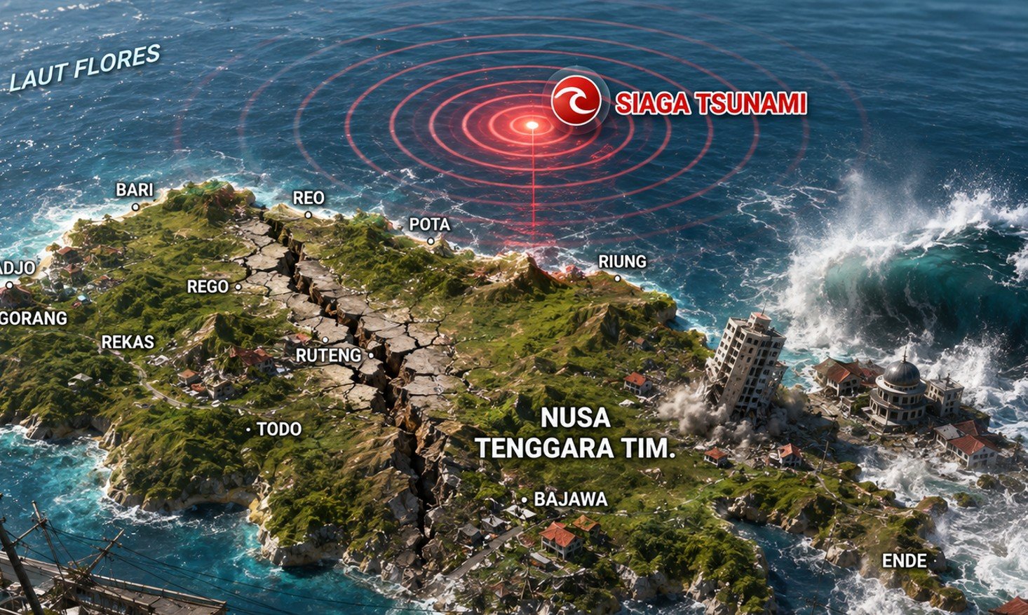 Gempa M7,7 Guncang NTT, Tsunami Terdeteksi hingga Sulsel dan Sultra/Hibata.id