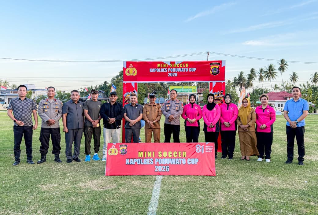 Kapolres Cup Mini Soccer 2026 resmi dibuka di Pohuwato. Sebanyak 16 klub bersaing memperebutkan gelar juara dalam rangka HUT RI ke-81/Hibata.id