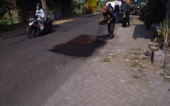 Jalan Kedungsoko-Gesikan Akhirnya "Naik Pangkat", Lubang Mulai Ditutup PUPR Tulungagung/Hibata.id