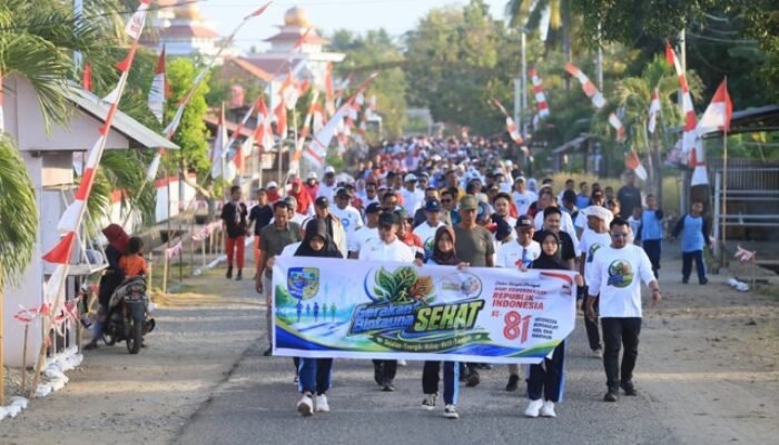 Ribuan Warga Ikuti Gerakan Bintauna Sehat, Bupati Bolmut Turut Jalan Kaki dan Zumba