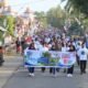 Bupati Bolmut Sirajudin Lasena didampingi sejumlah pimpinan OPD berjalan sehat bersama ribuan warga Bintauna. (Foto: Humas)