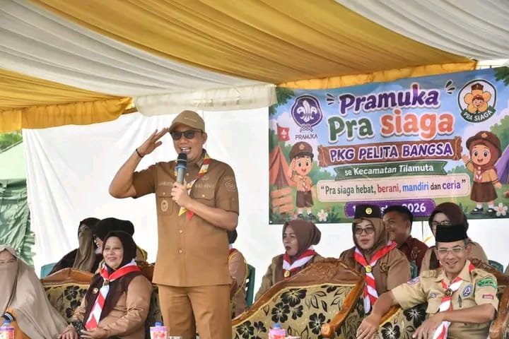Wakil Bupati Boalemo Lahmudin Hambali diPerkemahan Pramuka Pra Siaga. , Senin, 10 Agustus 2026. (Foto: Humas)