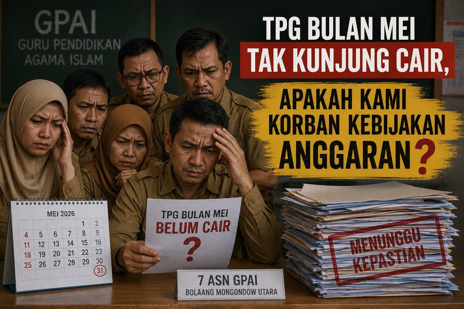 Tujuh ASN Guru Pendidikan Agama Islam di Bolmut mempertanyakan TPG Mei 2026 yang disebut belum mereka terima/Hibata.id