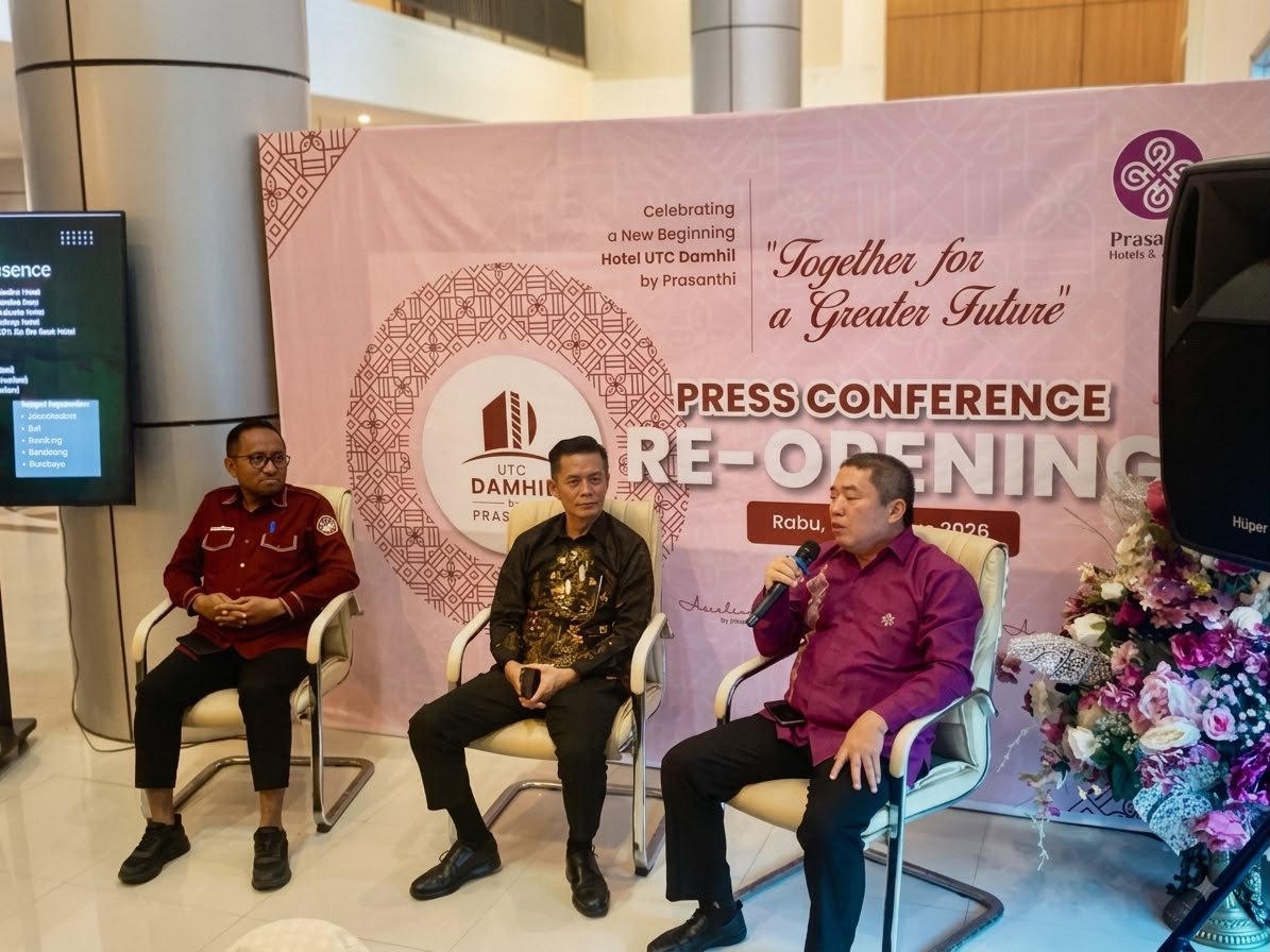 Hotel Damhil by Prasanthi saat melakukan konferensi pers. (Foto: Randa/Hibata.id)