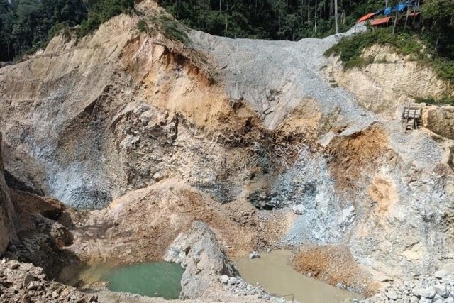 Lokasi longsor di kawasan pertambangan emas tanpa izin (PETI) DAM, Desa Hulawa, Kecamatan Buntulia, Kabupaten Pohuwato, (Foto: istw)