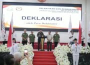 Wali Kota Kotamobagu Weny Gaib menghadiri pelantikan dan pengukuhan Dewan Pimpinan Daerah Asosiasi Satuan Perlindungan Masyarakat (DPD Aslinmas). (Foto: Humas)