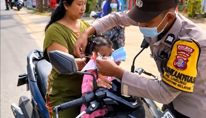 Ribuan Masker Dibagikan, Polresta Balikpapan Ingatkan Warga Jaga Kesehatan