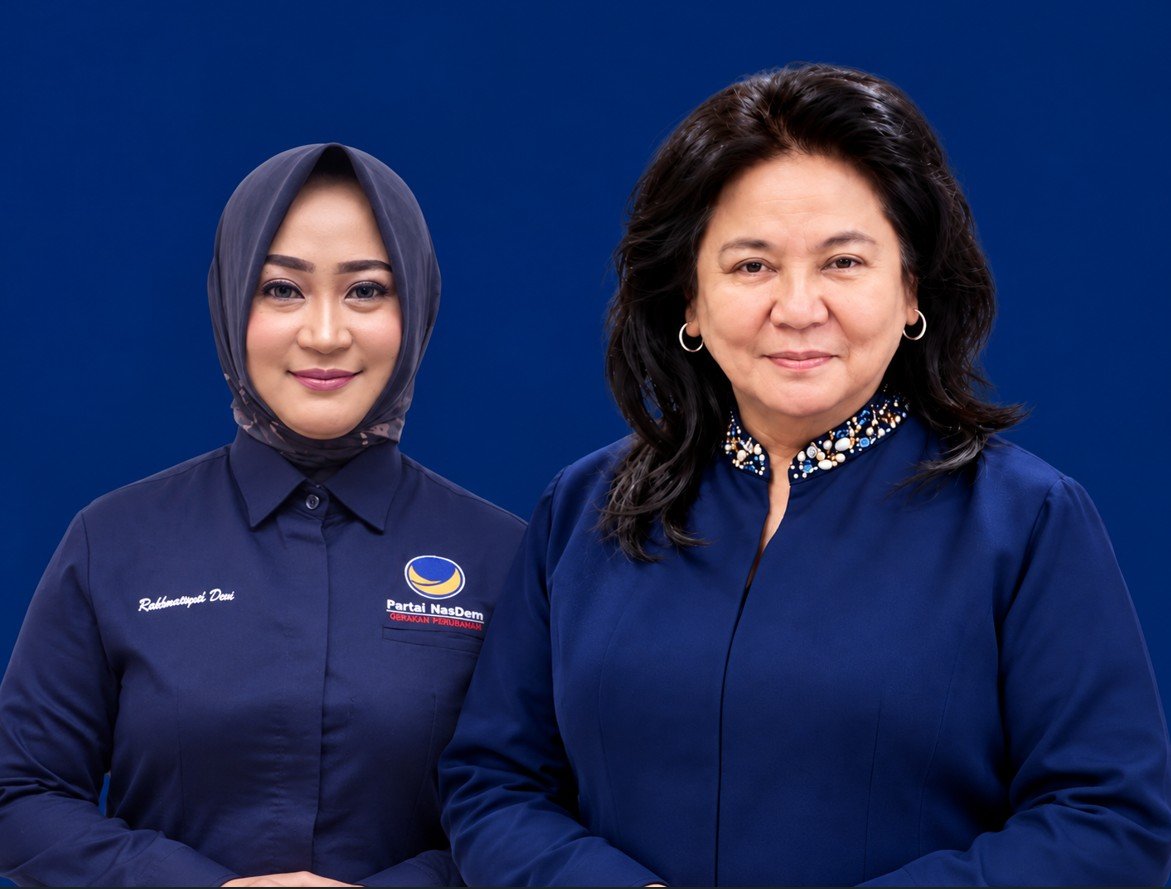 Kolase Ketua Komisi I DPRD Kabupaten Bone Bolango Rakhmatiyah Deu dan Ketua DPW Partai NasDem Provinsi Gorontalo, Indrawaty Gobel atau Kaka Tiu/Hibata.id