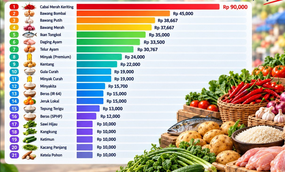 Harga sejumlah kebutuhan pokok di Pasar Rakyat Talumopatu, Kabupaten Bone Bolango/Hibata.id