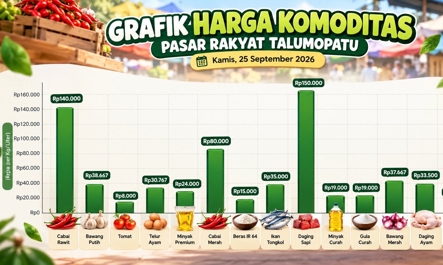 Tomat Mulai Naik, Berikut Daftar Harga Pangan di Pasar Bone Bolango/Hibata.id