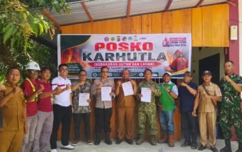 Kecamatan Taluditi menjadi wilayah pertama di Kabupaten Pohuwato yang membentuk Posko Kebakaran Hutan dan Lahan (Karhutla). (Foto: istw)