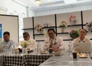 Kepala Perwakilan Bank Indonesia Provinsi Gorontalo Bambang Satya Permana (kiri) bersama Deputi Kepala Perwakilan BI Provinsi Gorontalo Ciptoning Suryo Condro memberikan keterangan terkait pelaksanaan HARFEST 2026 dalam kegiatan PIRAMIDA (Ngopi Bareng Insan Media) di Kota Gorontalo, Rabu (9/9/2026). (Hibata.id)