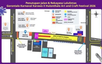 Rekayasa lalu lintas untuk mengantisipasi kepadatan selama Gorontalo Karnaval Karawo (GKK) dan Harvest Festival (Harfest) 2026.