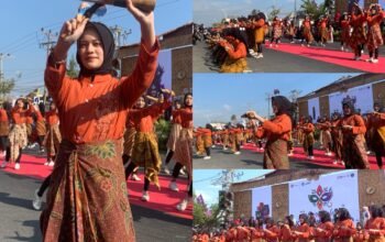 Sebanyak 110 siswa SMAN 1 Limboto tampil membawakan tarian budaya Gorontalo pada pembukaan Gorontalo Karnaval Karawo 2026 di Kota Gorontalo/Hibata.id