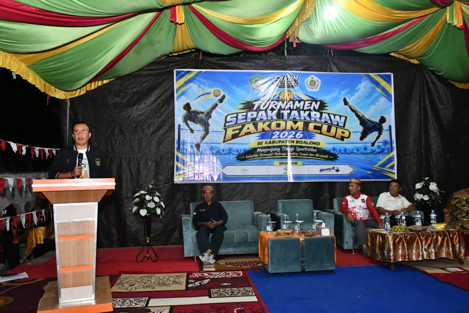 Wakil Bupati Boalemo Lahmuddin Hambali meminta Turnamen Sepak Takraw Family Anak Komplek Cup 2026 di Piloliyanga berlangsung sportif dan bebas judi/Hibata.id