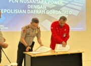 Penandatanganan kerja sama PLN Nusantara Power UP Gorontalo dan Polda Gorontalo untuk memperkuat pengamanan serta mendukung kelancaran operasional ketenagalistrikan di Gorontalo/Hibata.id