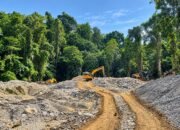 Excavator terlihat beroperasi di kawasan yang diduga menjadi lokasi aktivitas pertambangan di Kecamatan Wonosari, Kabupaten Boalemo/Hibata.id
