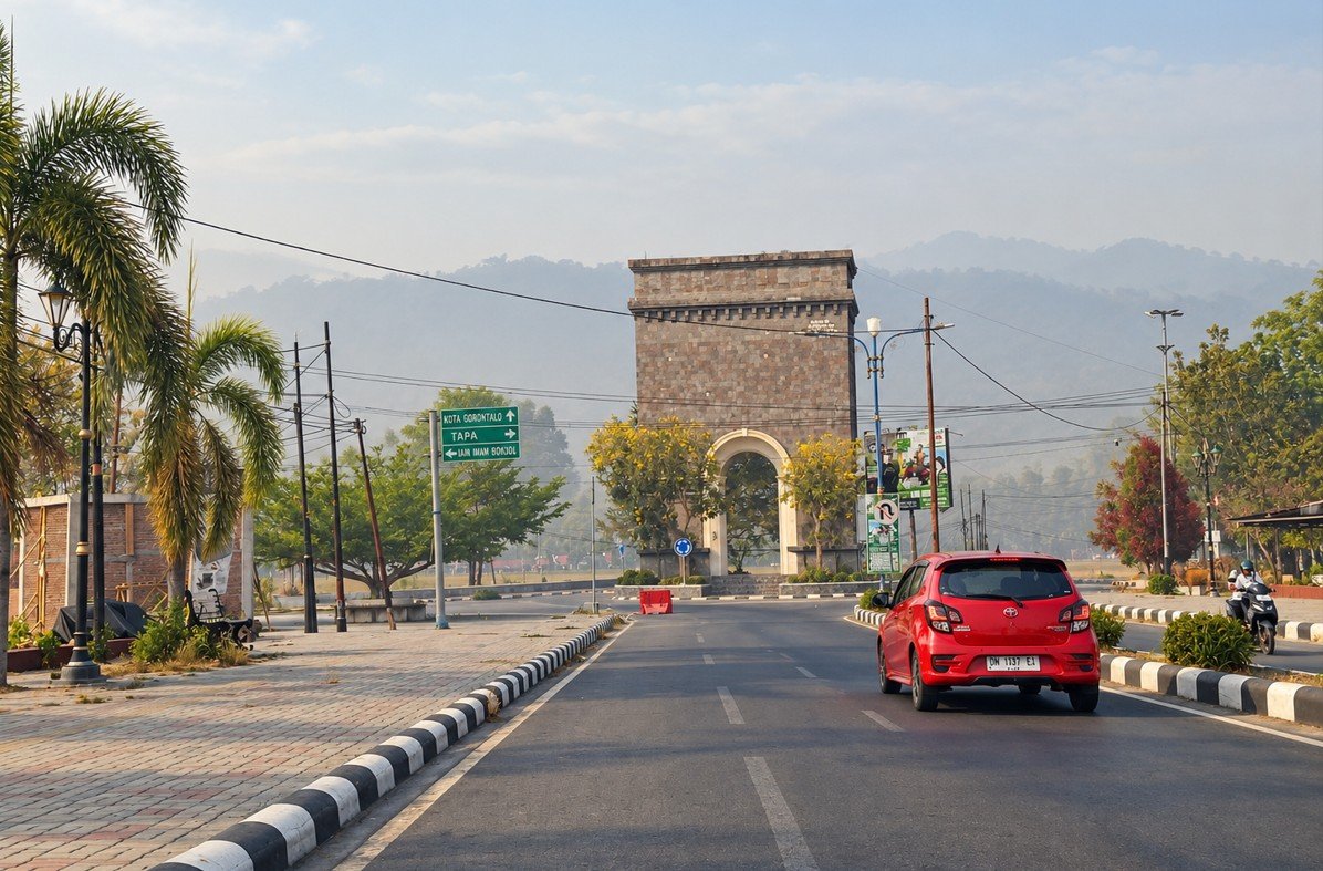 Lokasi Center Point Gorontalo diselimuti kabut tipis di tengah memburuknya kualitas udara di Provinsi Gorontalo/Hibata.id