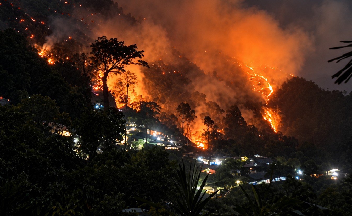 Kebakaran di kawasan PETI Titik Bor 18, Suwawa Timur, Bone Bolango, dilaporkan berlangsung sekitar sepekan. Saksi menduga sejumlah kamp penambang ikut terbakar/Hibata.id