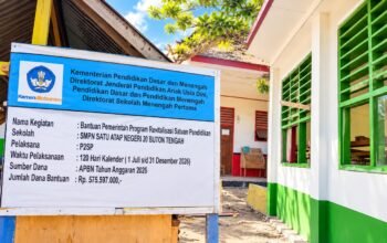 Kepala SMPN Satap 20 Buteng mengakui kusen belum diganti dalam revitalisasi Rp575,597 juta. Disdikbud meminta penggantian dan menjadwalkan pemeriksaan November 2026/Hibata.id