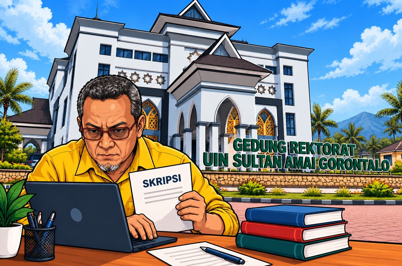 Karikatur - Joki Skripsi Berbayar di UIN Gorontalo/Hibata.id