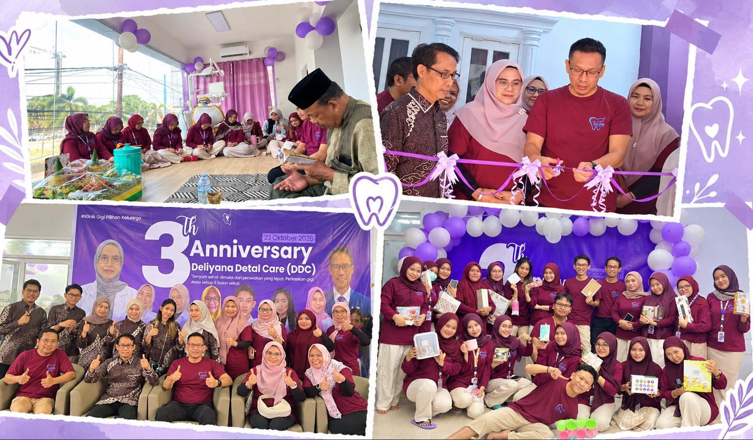Kolase foto: Klinik Deliyana Dental Care meresmikan ruang tindakan baru di lantai 2 dalam rangka perayaan HUT ke-3 di Gorontalo, Sabtu (24/10/2026)/Hibata.id