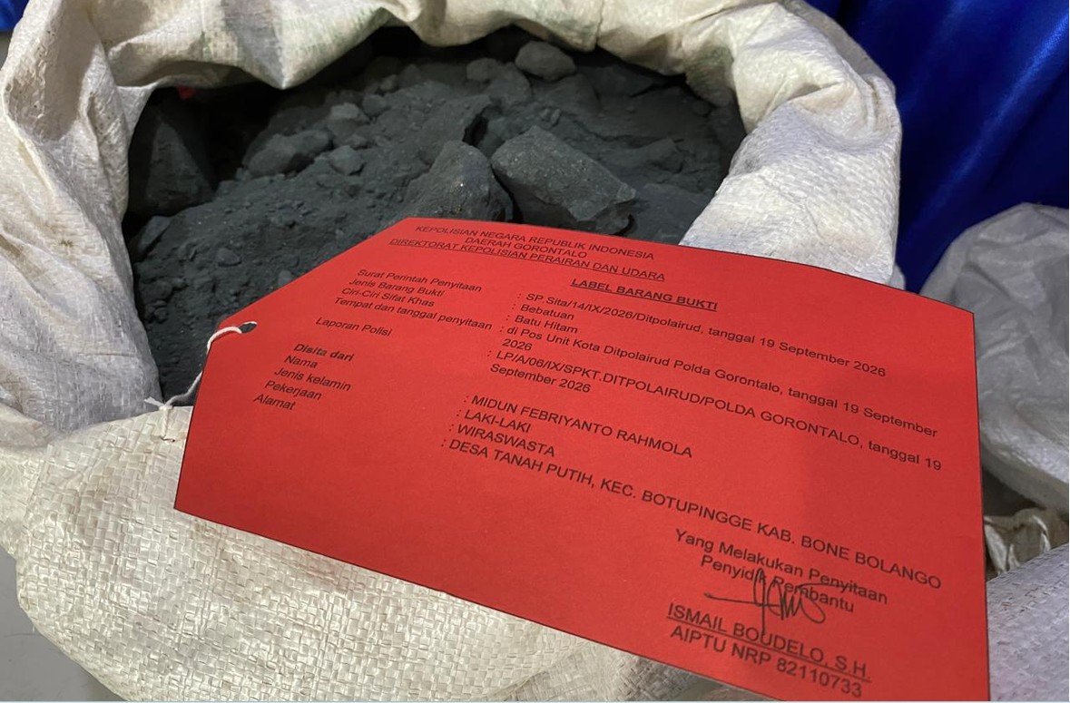 Sebagian barang bukti dari 44 Ton Batu Hitam Gorontalo/Hibata.id