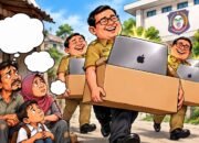 DLHK Provinsi Gorontalo mengadakan sembilan MacBook Pro dengan pagu Rp231,9 juta. Urgensi belanja dan pencatatan sumber anggaran perlu diperjelas/Hibata.id