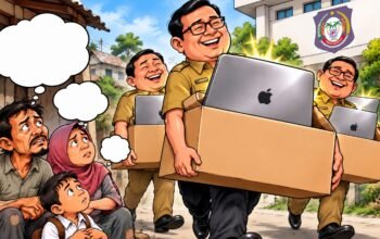 DLHK Provinsi Gorontalo mengadakan sembilan MacBook Pro dengan pagu Rp231,9 juta. Urgensi belanja dan pencatatan sumber anggaran perlu diperjelas/Hibata.id
