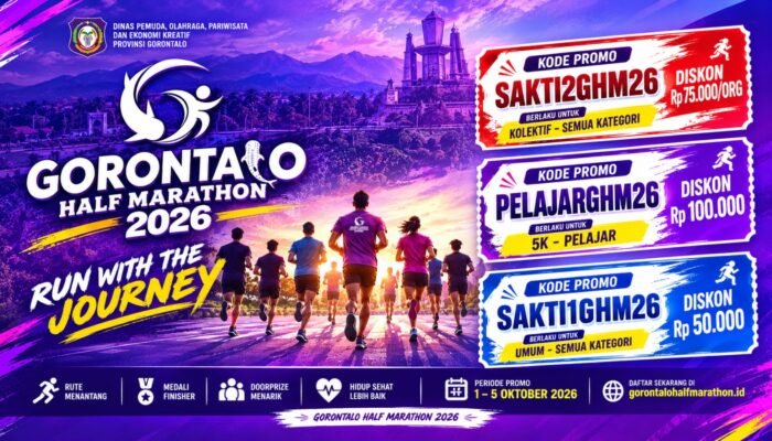 Gorontalo Half Marathon 2026 Buka Promo, Diskon Pendaftaran hingga Rp100 Ribu