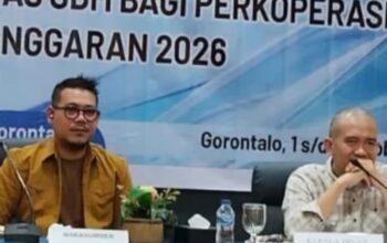 Pendidikan dan Pelatihan (Diklat) Peningkatan Kapasitas SDM Koperasi yang digelar Dinas Tenaga Kerja, Koperasi dan UKM Kota Gorontalo di Ballroom Grand Q Hotel Gorontalo, Sabtu, 3 Oktober 2026.