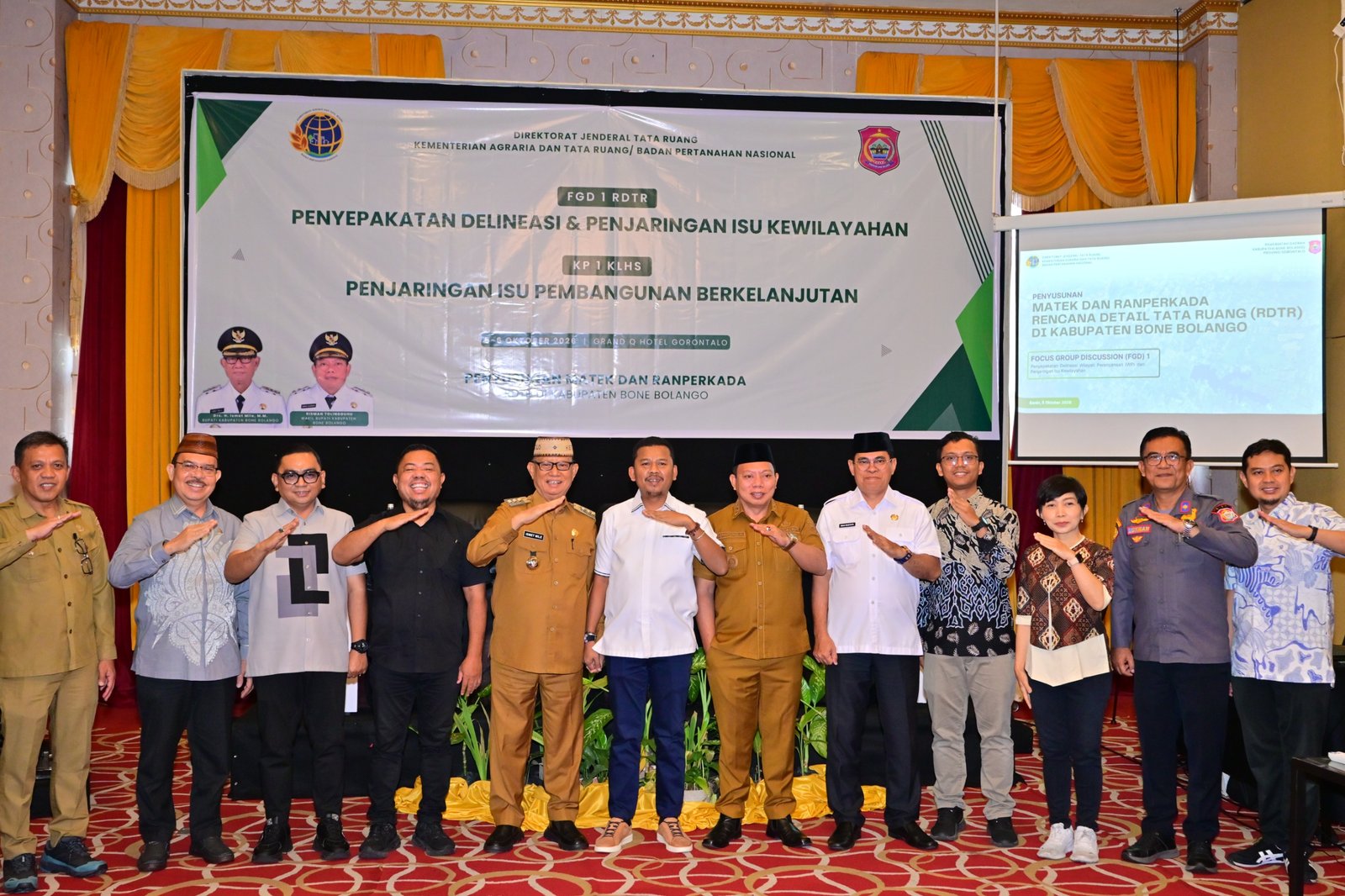 Bupati Bone Bolango Ismet Mile membuka agenda penyusunan Materi Teknis dan Ranperkada RDTR Kabupaten Bone Bolango di Kota Gorontalo, Senin (5/10/2026)/Hibata.id