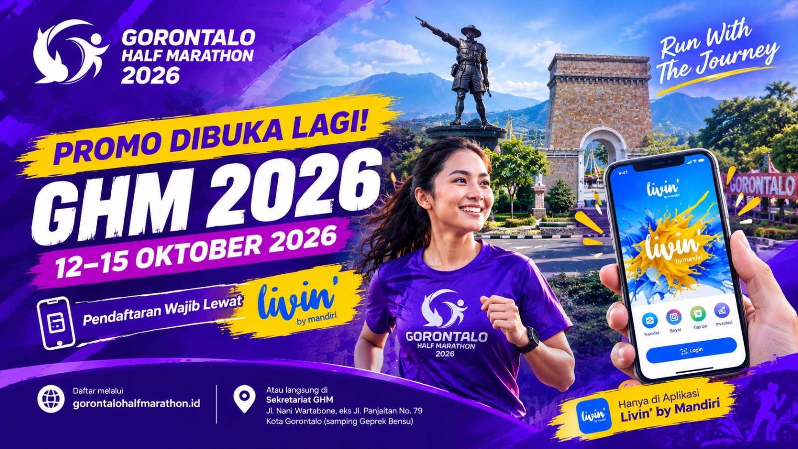 Ilustrasi kegiatan lari dalam rangka Gorontalo Half Marathon 2026/Hibata.id