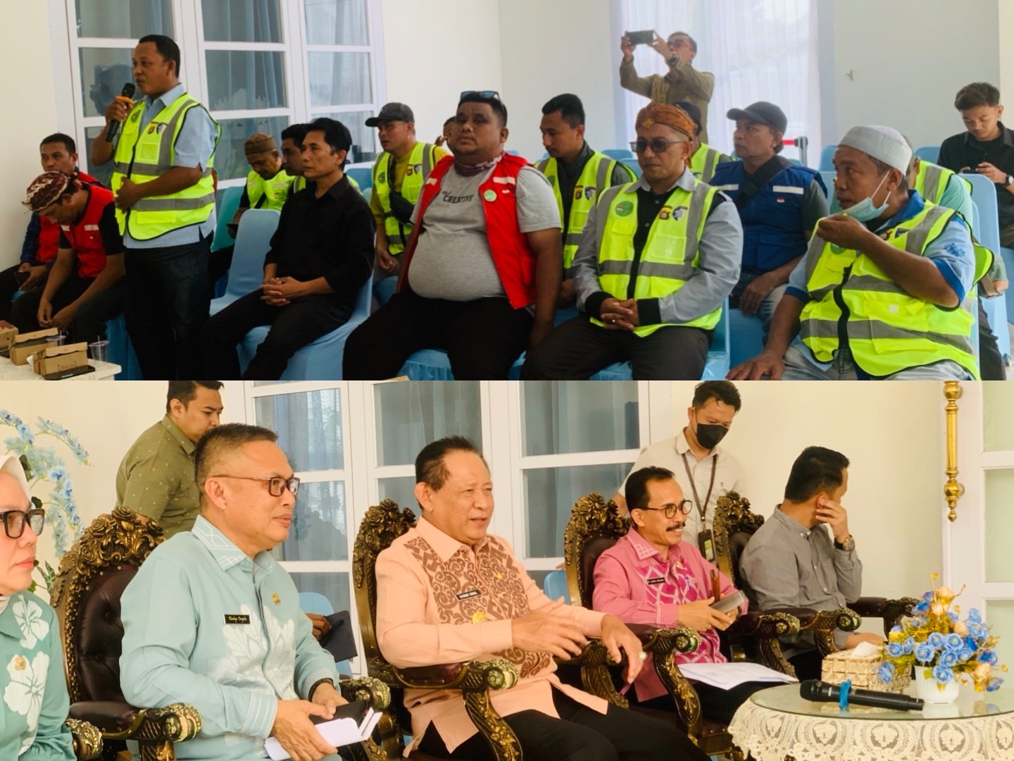 Puluhan pengemudi bentor mendatangi Rumah Dinas Gubernur Gorontalo untuk menyampaikan keluhan terkait antrean dan sulitnya mendapatkan BBM, Kamis (15/10/2026)/Hibata.id