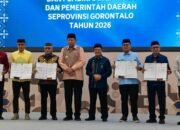 Bupati Gorontalo Sofyan Puhi menghadiri penandatanganan nota kesepahaman pelindungan, pengembangan, dan pembinaan bahasa serta sastra daerah di Kantor Bahasa Provinsi Gorontalo, Kamis (15/10/2026)/Hibata.id
