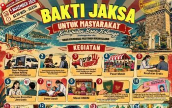 Kejari Bone Bolango menghadirkan 14 layanan melalui Bakti Jaksa, mulai dari konsultasi hukum, kesehatan gratis, pasar murah, hingga dokumen kependudukan/Hibata.id