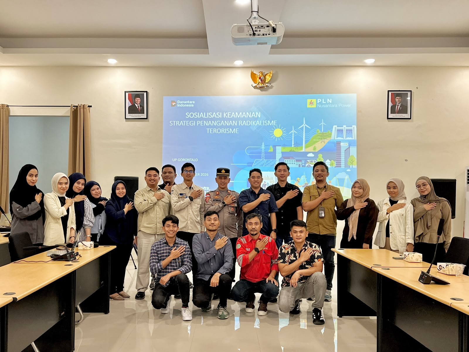 PLN Nusantara Power UP Gorontalo menggelar sosialisasi keamanan bersama Polda Gorontalo di Aula Saronde, 8–9 Oktober 2026/Hibata.id