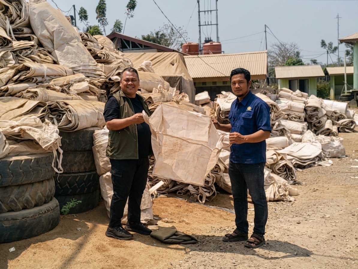 DLHK Gorontalo mengapresiasi pengolahan karung bekas menjadi tempat sampah dan wadah tanaman di Pohuwato sebagai upaya mengurangi sampah/Hibata.id